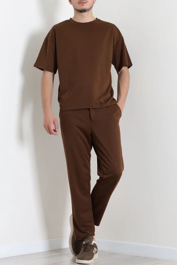 İki İplik Oversize Erkek Takım Kahve - 80273.1567.