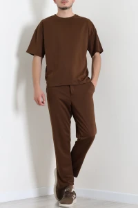 İki İplik Oversize Erkek Takım Kahve - 80273.1567.