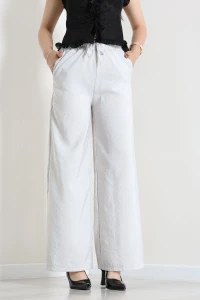 Modal Kumaş Bol Paça Pantolon Gri - 53650.1837.