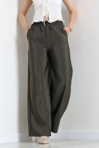 Modal Kumaş Bol Paça Pantolon Haki - 53650.1837.