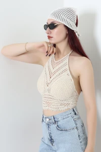 Örgü Bandana Bej - 53796.1817.