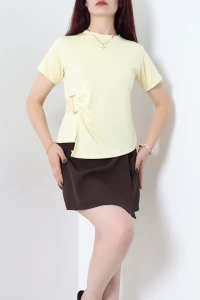Tokalı Modal Bluz Sarı - 55264.2023.