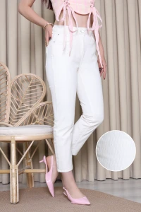 Pul Detay Mom Kot Pantolon Krem - 52474.2049.