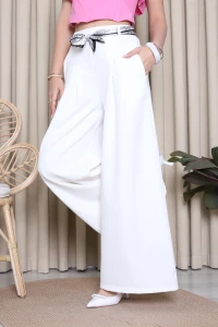 Çift Pensli Arkası Lastikli Double Pantolon Ekru - 75269.2226.