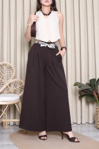Çift Pensli Arkası Lastikli Double Pantolon Kahve - 75269.2226.