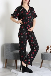 Bürümcük Fırfırlı Pijama Takımı Siyahdudak - 127.1287.