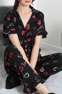 Bürümcük Fırfırlı Pijama Takımı Siyahdudak - 127.1287.