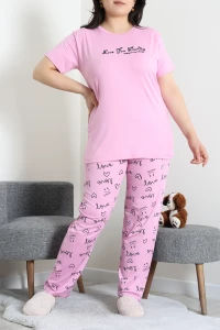 Büyük Beden Milan Pijama Takımı Pembedesenli - 53611.1048.