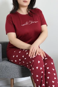 Büyük Beden Milan Pijama Takımı Bordokalp - 53611.1048.