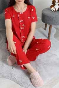 Bürümcük Fırfırlı Pijama Takımı Kırmızı - 158.1287.
