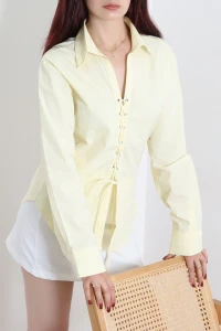 Marina Bağcıklı Poplin Gömlek Sarı - 75215.424.