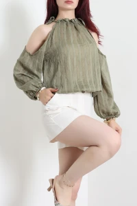 Transparan Bluz Haki - 75217.424.