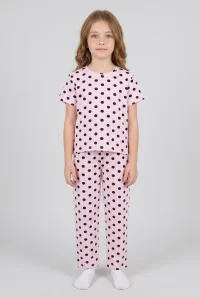 9-16 Yaş Kız Çocuk Pijama Takımı Pembepuanlı - 53799.1780.