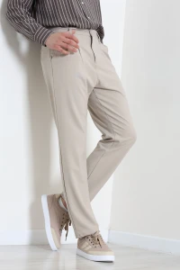 Dokuma Bel Lastikli Baggy Erkek Pantolon Taş - 45238.2091.