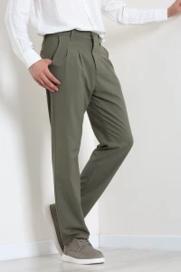 Dokuma Bel Lastikli Baggy Erkek Pantolon Haki - 45238.2091.