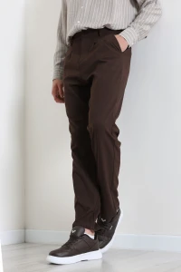 Dokuma Bel Lastikli Baggy Erkek Pantolon Kahve - 45238.2091.