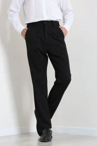 Dokuma Bel Lastikli Baggy Erkek Pantolon Siyah - 45238.2091.