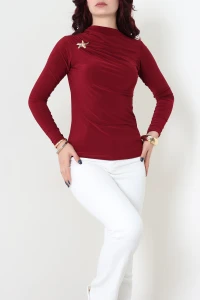 Toka Detay Drapeli Sandy Bluz Bordo - 71984.2023.