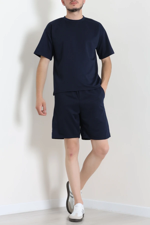İki İplik Oversize Şortlu Erkek Takım Lacivert - 80274.1567.