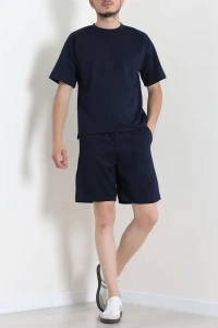 İki İplik Oversize Şortlu Erkek Takım Lacivert - 80274.1567.