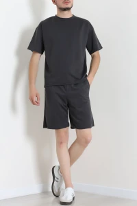 İki İplik Oversize Şortlu Erkek Takım Antrasit - 80274.1567.