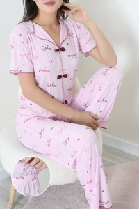 Nefes Alan Kumaş Pointelle Pijama Takımı Lila - 230.1287.