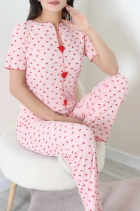 Nefes Alan Kumaş Pointelle Pijama Takımı Pudra - 230.1287.