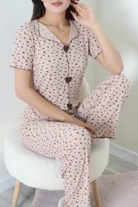 Nefes Alan Kumaş Pointelle Pijama Takımı Vizon - 230.1287.