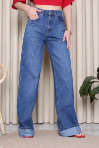Paça Katlamalı Kot Pantolon Mavi - 52486.392.