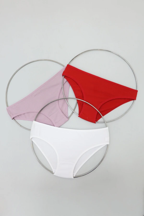 Pamuklu Likralı 3'Lü Günlük Bikini Külot  Rengarenk - 53856.2158.