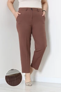 Büyük Beden Bel Lastikli Double Pantolon Kahve - 55353.1920.