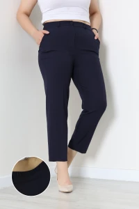 Büyük Beden Bel Lastikli Double Pantolon Lacivert - 55353.1920.