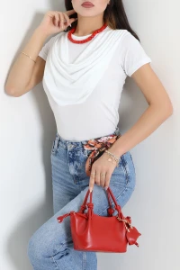 Degaje Yaka Kısakol Sandy Bluz Beyaz - 71776.2023.