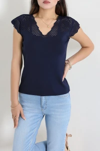 Polyemid Triko Bluz Lacivert - 75170.2209.