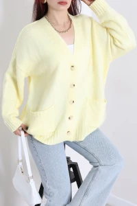 Oversize Cepli Hırka Sarı - 75281.2229.