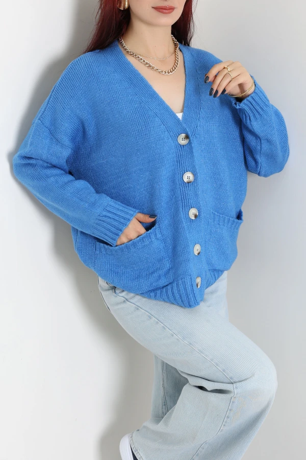 Oversize Cepli Hırka Mavi - 75281.2229.