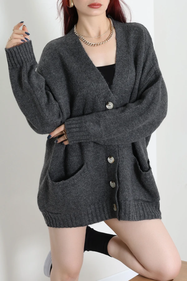 Oversize Cepli Hırka Antrasit - 75281.2229.