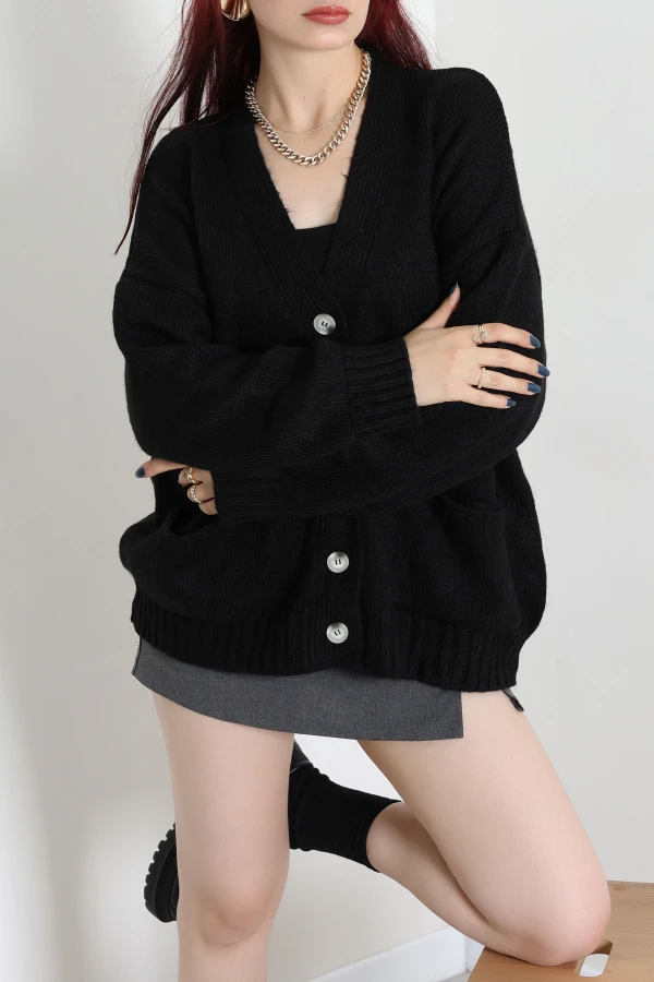 Oversize Cepli Hırka Siyah - 75281.2229.