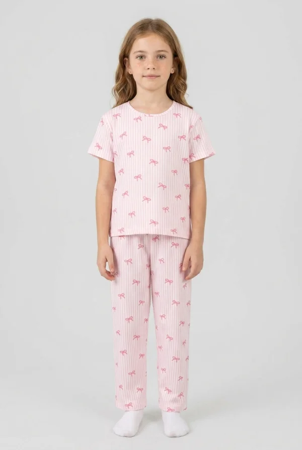 9-16 Yaş Kız Çocuk Pijama Takımı Pembeçizgili - 53799.1780.