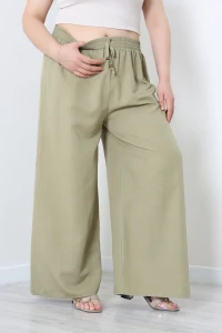 Keten Kumaş Büyük Beden Pantolon Açıkyeşil - 75282.1992.