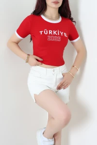 Slim Fit Türkiye Baskılı Tişört Kırmızı - 55317.1878.