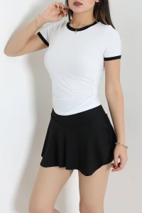 Garnili Kısa Kol Viskon Body Beyaz - 72030.599.