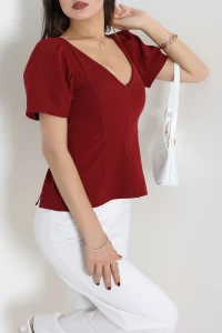 Dabıl Balon Kol Bluz Bordo - 75348.1228.