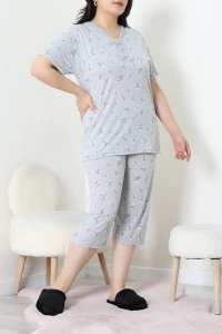 Model Büyük Beden Kapri Pijama Takımı Gri - 774.1287.