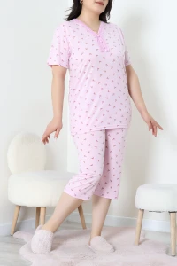 Model Büyük Beden Kapri Pijama Takımı Pembe - 774.1287.