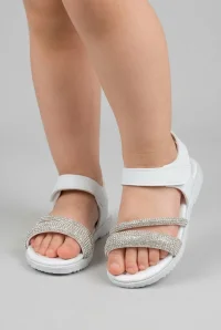 Taşlı Çocuk Sandalet Beyaz - 34050.264.