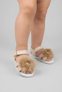 Toka Detaylı Tüylü Çocuk Sandalet Bej - 55344.264.