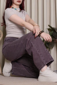 Pens Detay Baggy Jean Patlıcanmor - 52463.392.
