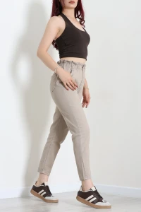 Bel Lastikli Mom Kot Pantolon Taş - 75305.2230.