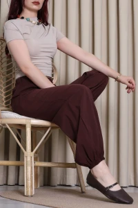 Dokuma Modal Lastik Paça Pantolon Kahve - 75338.1228.